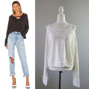 MICHAEL LAUREN // ltd ed white faimont soft cutout shoulder & neckline pullover